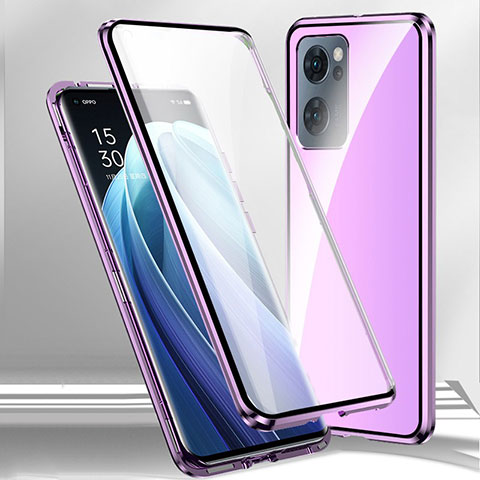 Realme Q5i 5G用ケース 高級感 手触り良い アルミメタル 製の金属製 360度 フルカバーバンパー 鏡面 カバー P01 Realme パープル