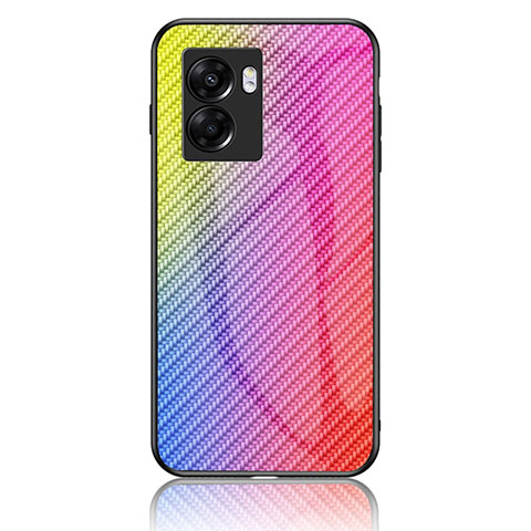 Realme Q5i 5G用ハイブリットバンパーケース プラスチック 鏡面 虹 グラデーション 勾配色 カバー LS2 Realme ピンク