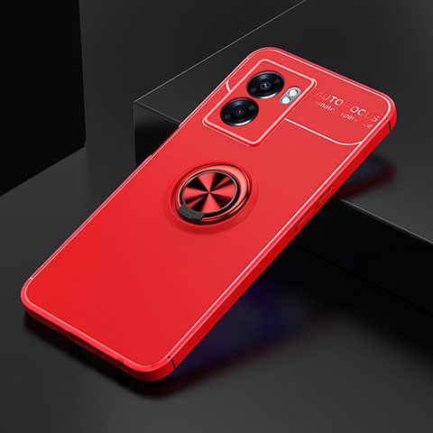 Realme Q5i 5G用極薄ソフトケース シリコンケース 耐衝撃 全面保護 アンド指輪 マグネット式 バンパー JM2 Realme レッド