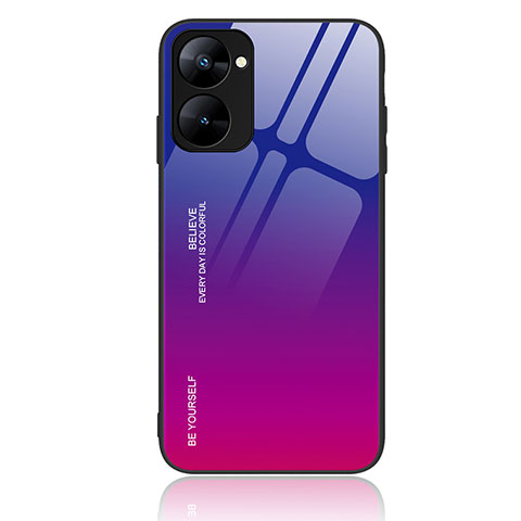 Realme Q5x 5G用ハイブリットバンパーケース プラスチック 鏡面 虹 グラデーション 勾配色 カバー JM2 Realme ローズレッド