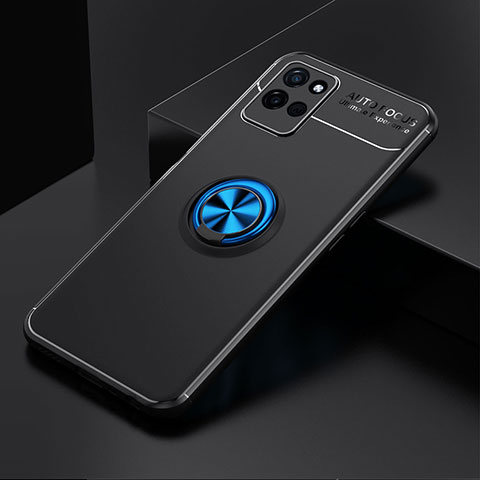 Realme V11 5G用極薄ソフトケース シリコンケース 耐衝撃 全面保護 アンド指輪 マグネット式 バンパー SD1 Realme ネイビー・ブラック