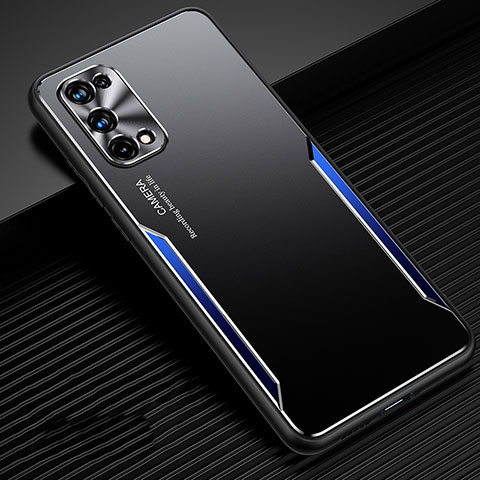 Realme V15 5G用ケース 高級感 手触り良い アルミメタル 製の金属製 カバー M01 Realme ネイビー