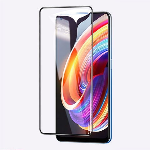 Realme V15 5G用強化ガラス フル液晶保護フィルム Realme ブラック