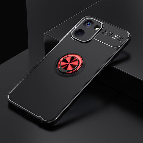 Realme V20 5G用極薄ソフトケース シリコンケース 耐衝撃 全面保護 アンド指輪 マグネット式 バンパー SD1 Realme レッド・ブラック