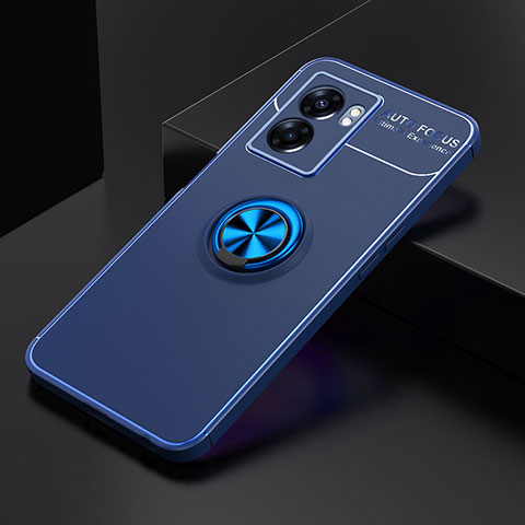 Realme V23 5G用極薄ソフトケース シリコンケース 耐衝撃 全面保護 アンド指輪 マグネット式 バンパー JM2 Realme ネイビー