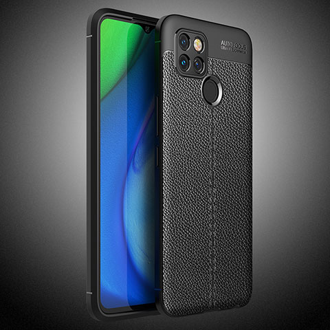 Realme V3 5G用シリコンケース ソフトタッチラバー レザー柄 カバー WL1 Realme ブラック