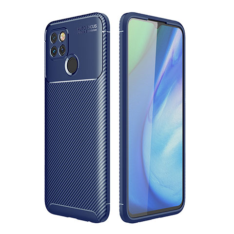 Realme V3 5G用シリコンケース ソフトタッチラバー ツイル カバー S01 Realme ネイビー