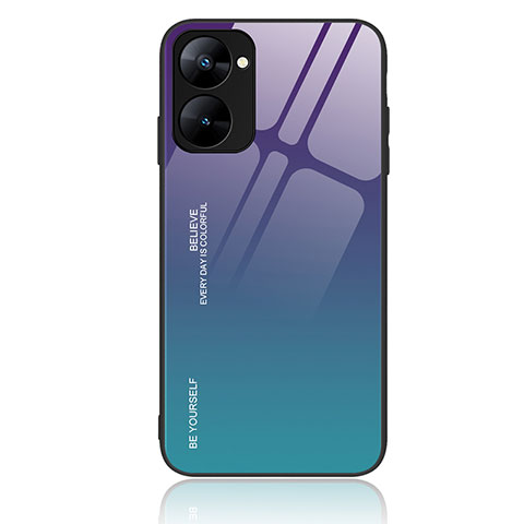 Realme V30 5G用ハイブリットバンパーケース プラスチック 鏡面 虹 グラデーション 勾配色 カバー JM2 Realme マルチカラー