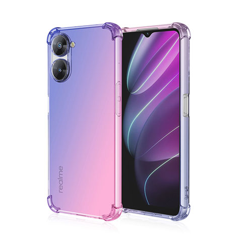 Realme V30 5G用極薄ソフトケース グラデーション 勾配色 クリア透明 Realme ネイビー