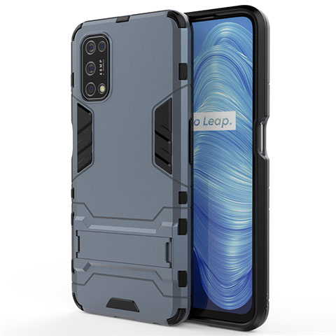 Realme V5 5G用ハイブリットバンパーケース スタンド プラスチック 兼シリコーン カバー A01 Realme ネイビー