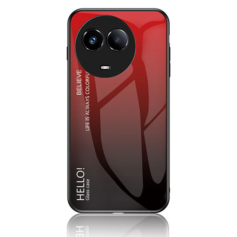 Realme V50 5G用ハイブリットバンパーケース プラスチック 鏡面 虹 グラデーション 勾配色 カバー LS1 Realme レッド