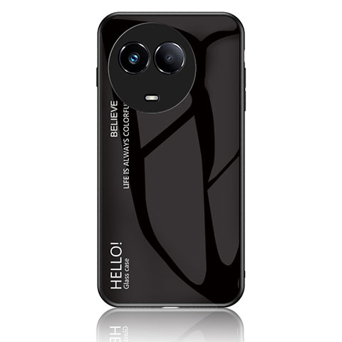 Realme V50 5G用ハイブリットバンパーケース プラスチック 鏡面 虹 グラデーション 勾配色 カバー LS1 Realme ブラック
