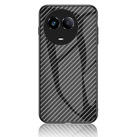 Realme V50 5G用ハイブリットバンパーケース プラスチック 鏡面 虹 グラデーション 勾配色 カバー LS2 Realme ブラック