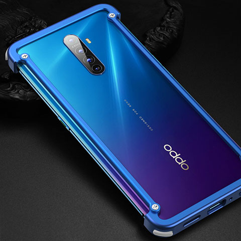 Realme X2 Pro用ケース 高級感 手触り良い アルミメタル 製の金属製 バンパー カバー Realme ネイビー