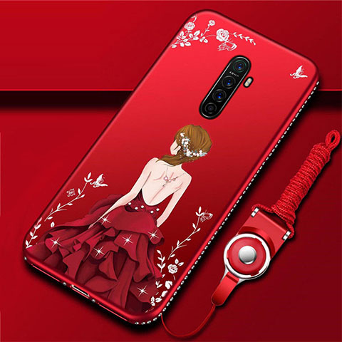 Realme X2 Pro用シリコンケース ソフトタッチラバー バタフライ ドレスガール ドレス少女 カバー Realme レッド