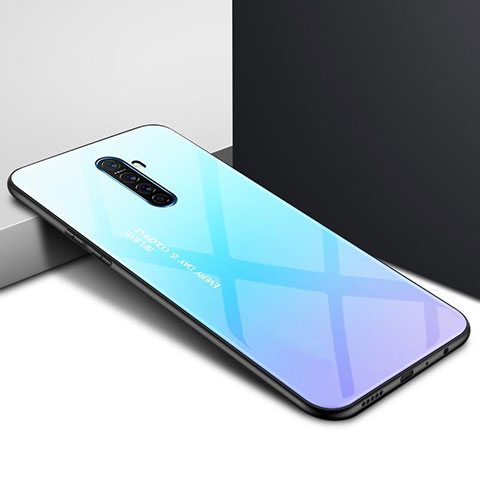 Realme X2 Pro用ハイブリットバンパーケース プラスチック パターン 鏡面 カバー Realme シアン