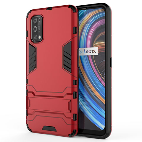 Realme X7 5G用ハイブリットバンパーケース スタンド プラスチック 兼シリコーン カバー Realme レッド