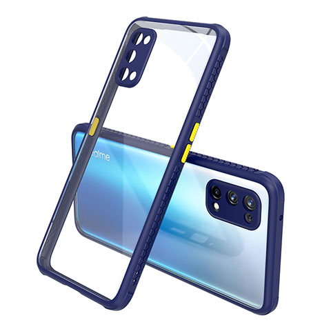 Realme X7 5G用ハイブリットバンパーケース クリア透明 プラスチック 鏡面 カバー Realme ネイビー