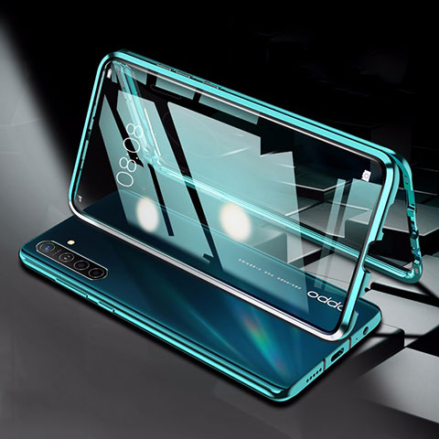 Realme XT用ケース 高級感 手触り良い アルミメタル 製の金属製 360度 フルカバーバンパー 鏡面 カバー M01 Realme グリーン