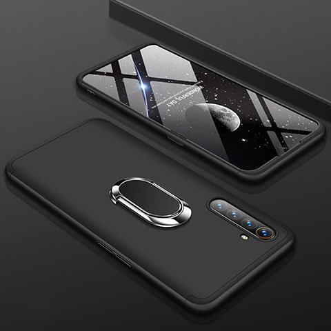 Realme XT用ハードケース プラスチック 質感もマット 前面と背面 360度 フルカバー アンド指輪 R01 Realme ブラック