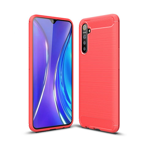 Realme XT用シリコンケース ソフトタッチラバー ライン カバー S01 Realme レッド