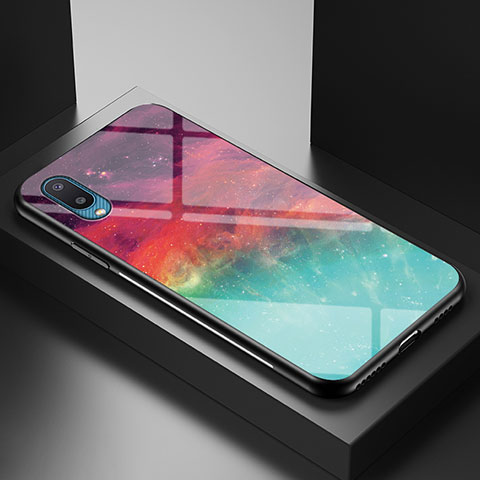 Samsung Galaxy A02用ハイブリットバンパーケース プラスチック パターン 鏡面 カバー LS1 サムスン レッド
