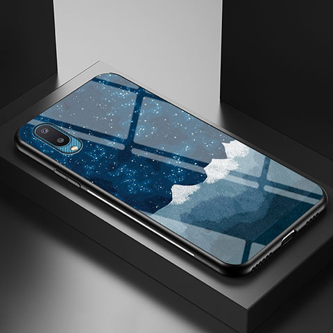 Samsung Galaxy A02用ハイブリットバンパーケース プラスチック パターン 鏡面 カバー LS1 サムスン ネイビー