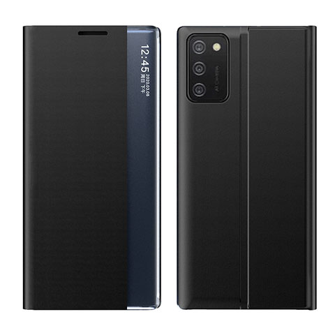Samsung Galaxy A02s用手帳型 レザーケース スタンド カバー QH2 サムスン ブラック