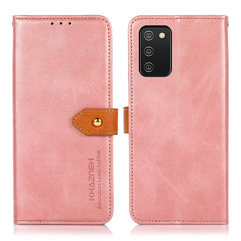 Samsung Galaxy A02s用手帳型 レザーケース スタンド カバー N07P サムスン ピンク