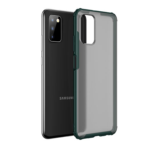 Samsung Galaxy A03s用ハイブリットバンパーケース クリア透明 プラスチック カバー サムスン グリーン