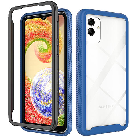 Samsung Galaxy A04 4G用360度 フルカバー ハイブリットバンパーケース クリア透明 プラスチック カバー ZJ1 サムスン ネイビー