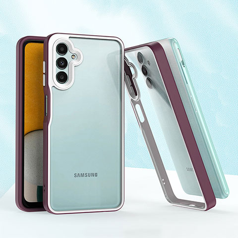 Samsung Galaxy A04s用ハイブリットバンパーケース プラスチック 兼シリコーン カバー QW1 サムスン パープル