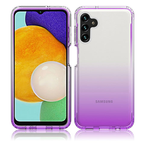 Samsung Galaxy A04s用前面と背面 360度 フルカバー 極薄ソフトケース シリコンケース 耐衝撃 全面保護 バンパー 勾配色 透明 JX1 サムスン パープル