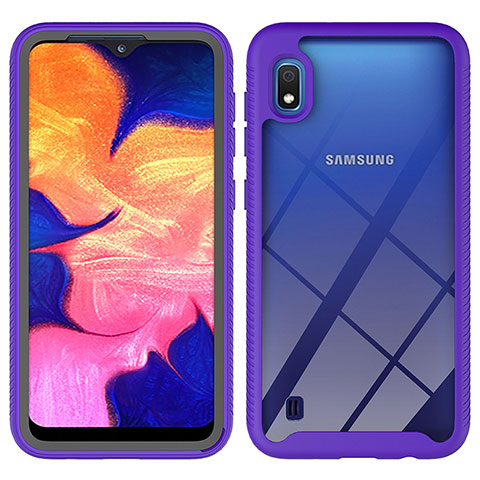 Samsung Galaxy A10用360度 フルカバー ハイブリットバンパーケース クリア透明 プラスチック カバー ZJ1 サムスン ラベンダー