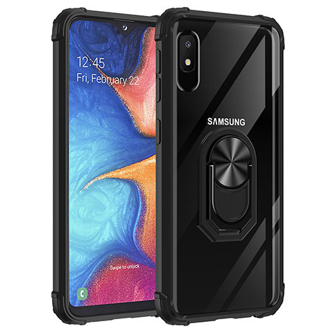 Samsung Galaxy A10e用ハイブリットバンパーケース プラスチック アンド指輪 マグネット式 MQ2 サムスン ブラック