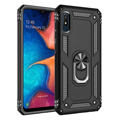 Samsung Galaxy A10e用ハイブリットバンパーケース プラスチック アンド指輪 マグネット式 MQ3 サムスン ブラック