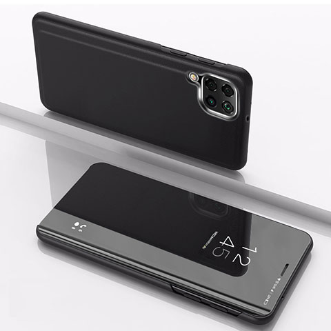Samsung Galaxy A12 5G用手帳型 レザーケース スタンド 鏡面 カバー サムスン ブラック