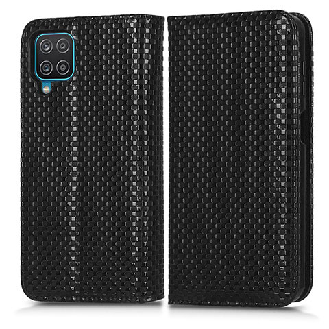 Samsung Galaxy A12 5G用手帳型 レザーケース スタンド カバー C03X サムスン ブラック