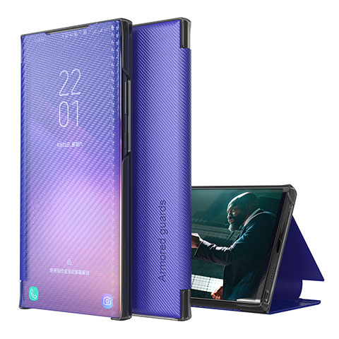 Samsung Galaxy A12 5G用手帳型 レザーケース スタンド カバー ZL1 サムスン パープル
