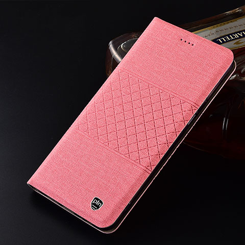 Samsung Galaxy A12用手帳型 布 スタンド H14P サムスン ピンク