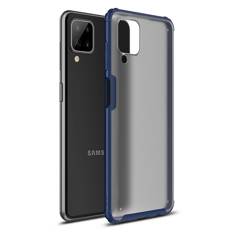 Samsung Galaxy A12 Nacho用ハイブリットバンパーケース プラスチック 兼シリコーン カバー U01 サムスン ネイビー