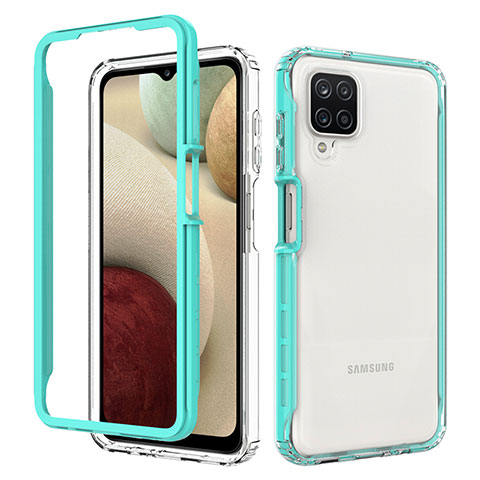 Samsung Galaxy A12 Nacho用360度 フルカバー ハイブリットバンパーケース クリア透明 プラスチック カバー JX1 サムスン グリーン