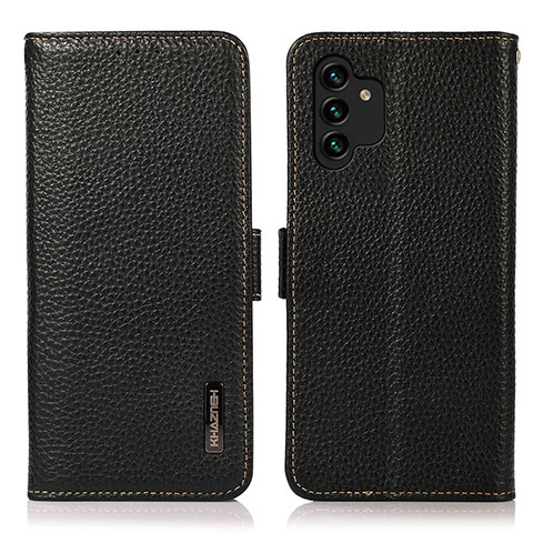 Samsung Galaxy A13 4G用手帳型 レザーケース スタンド カバー B03H サムスン ブラック