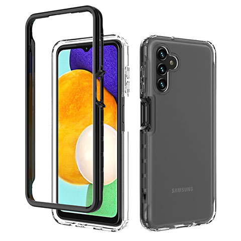 Samsung Galaxy A13 5G用360度 フルカバー ハイブリットバンパーケース クリア透明 プラスチック カバー ZJ1 サムスン ブラック