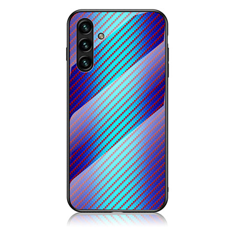 Samsung Galaxy A13 5G用ハイブリットバンパーケース プラスチック 鏡面 虹 グラデーション 勾配色 カバー LS2 サムスン ネイビー