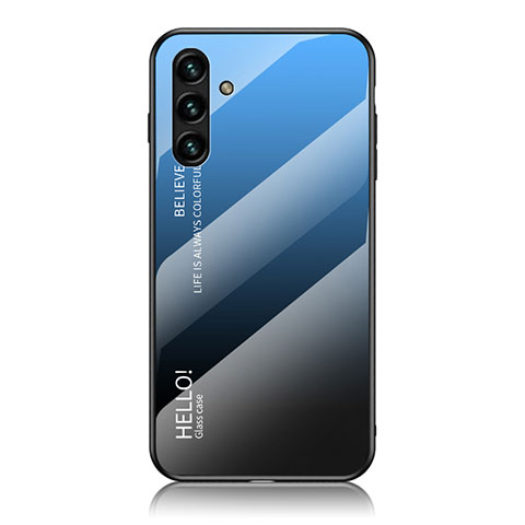 Samsung Galaxy A13 5G用ハイブリットバンパーケース プラスチック 鏡面 虹 グラデーション 勾配色 カバー LS1 サムスン ネイビー