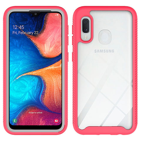 Samsung Galaxy A20e用360度 フルカバー ハイブリットバンパーケース クリア透明 プラスチック カバー ZJ1 サムスン ローズレッド