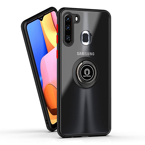 Samsung Galaxy A21 European用ハイブリットバンパーケース プラスチック アンド指輪 マグネット式 QW2 サムスン レッド・ブラック