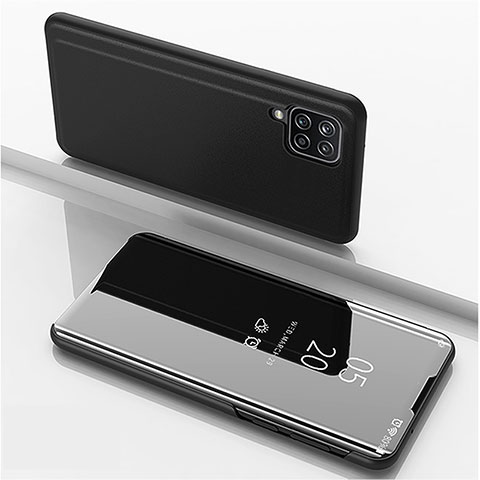 Samsung Galaxy A22 4G用手帳型 レザーケース スタンド 鏡面 カバー L05 サムスン ブラック