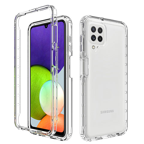 Samsung Galaxy A22 4G用前面と背面 360度 フルカバー 極薄ソフトケース シリコンケース 耐衝撃 全面保護 バンパー 勾配色 透明 サムスン クリア